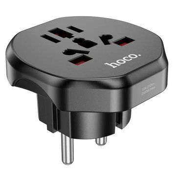 Мережевий адаптер HOCO AC6 Unimpeded universal conversion plug Black (6931474791511) 6931474791511 фото